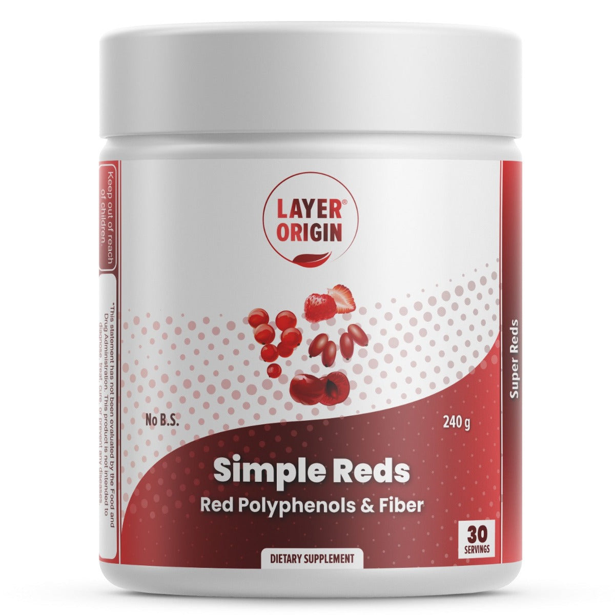 Simple Reds - Organic Red Polyphenols Fruit Powder Front Panel - Layer Origin Nutrition