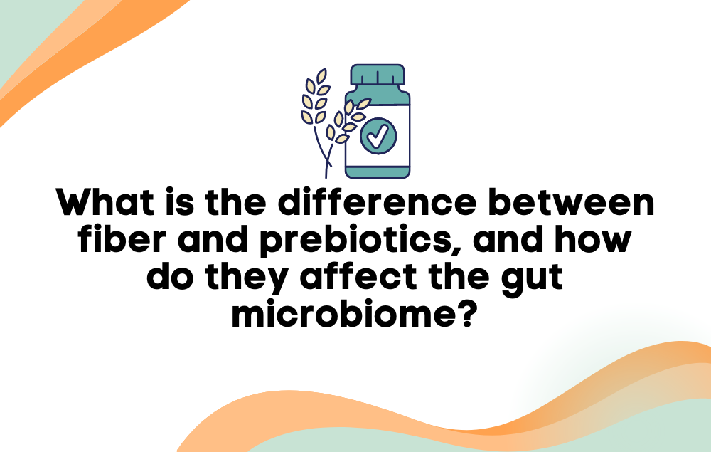 What is the difference between fiber and prebiotics, and how do they affect the gut microbiome?