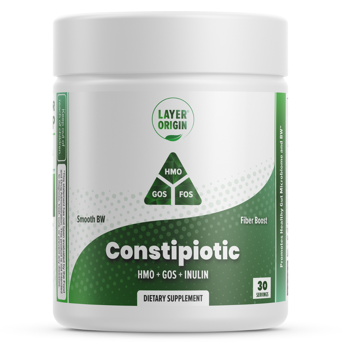 The Constipiotic Prebiotic Fiber for Constipation with HMO, GOS, Inulin FOS - Layer Origin