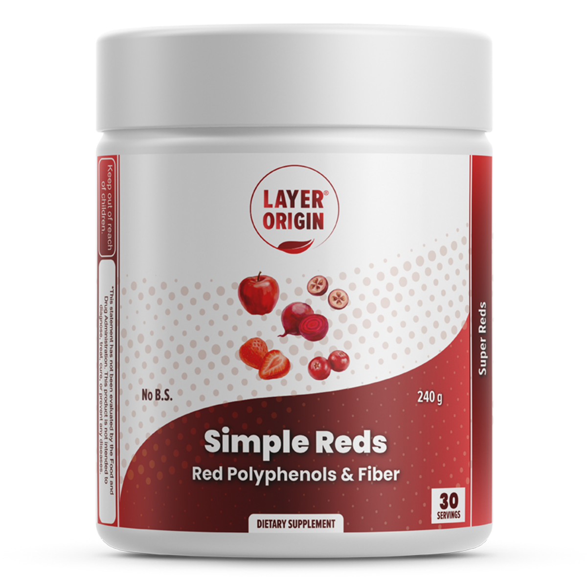 Simple Reds - Organic Red Polyphenols Fruit Powder Front Panel - Layer Origin Nutrition