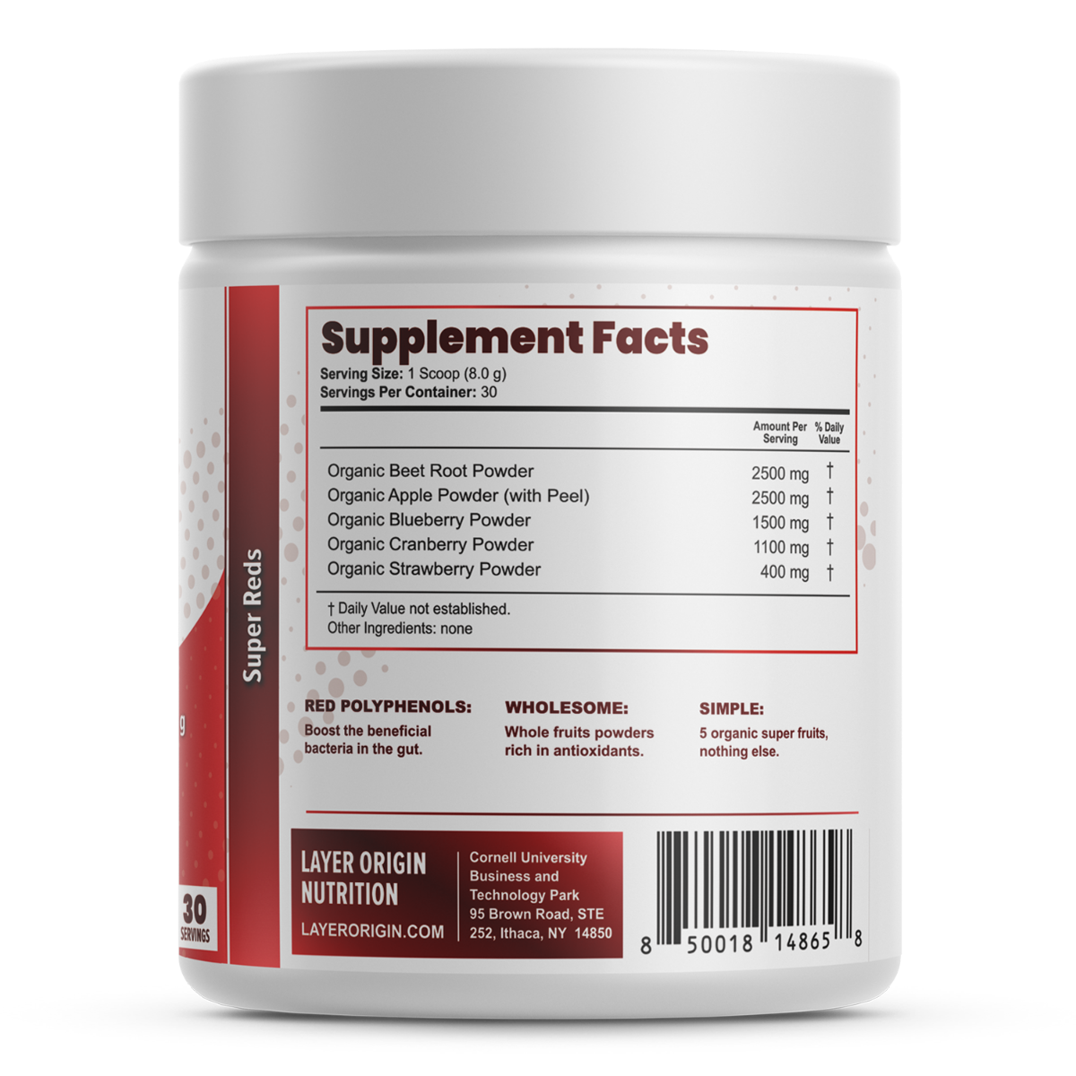 Simple Reds - Organic Red Polyphenols Fruit Powder Supplement Facts - Layer Origin Nutrition