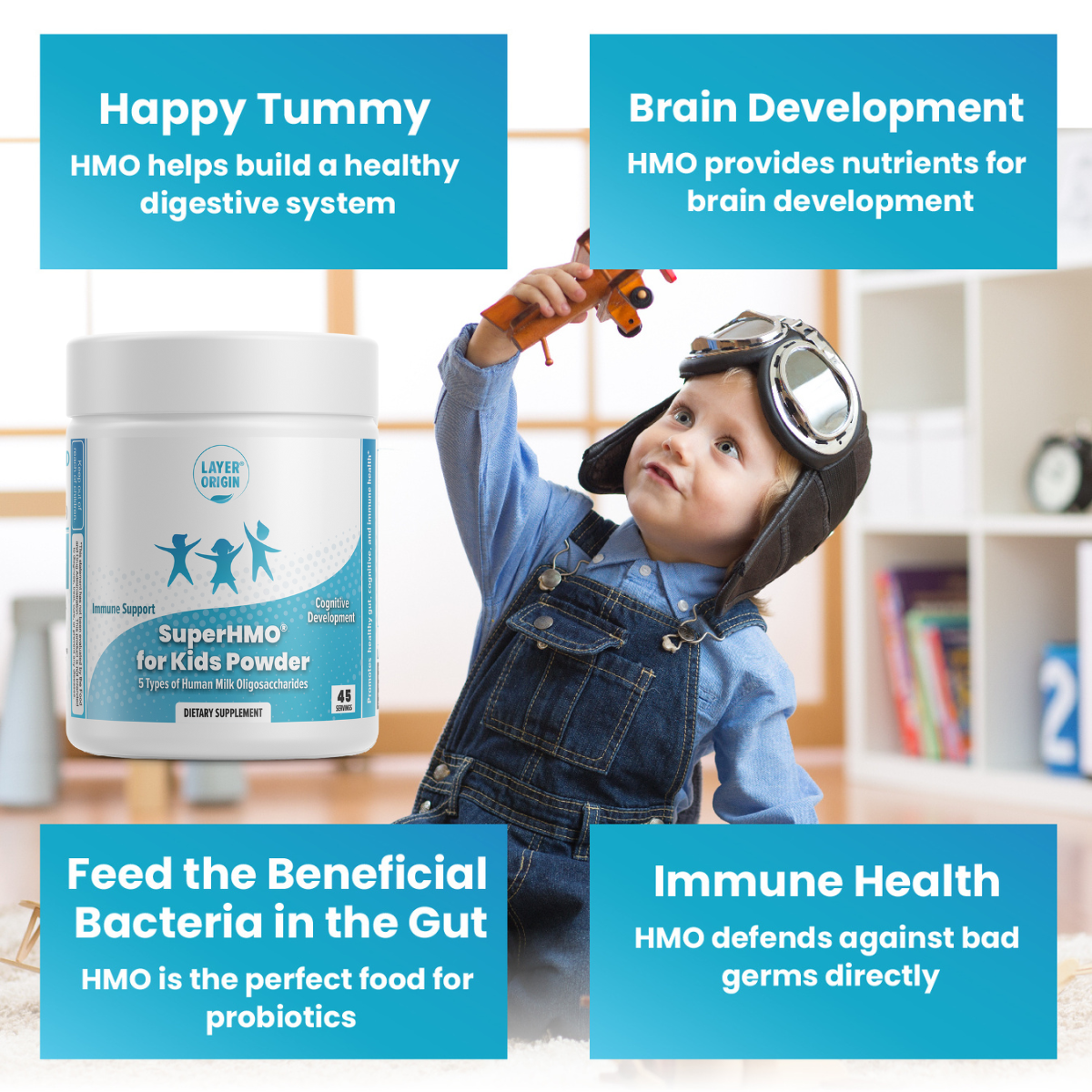 SuperHMO Prebiotic for Kids with 5 HMOs 2&